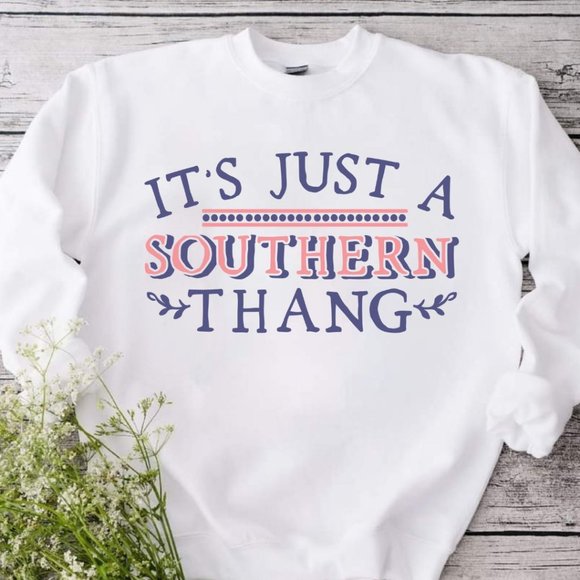 Southern Thing Western White Crewneck Sweatshirt - Picture 1 of 3